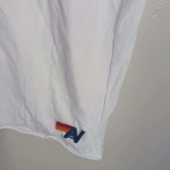 Aviator Nation White Rainbow Logo Tee Size XL Made in USA Casual Graphic Shirt - Picture 5 of 5